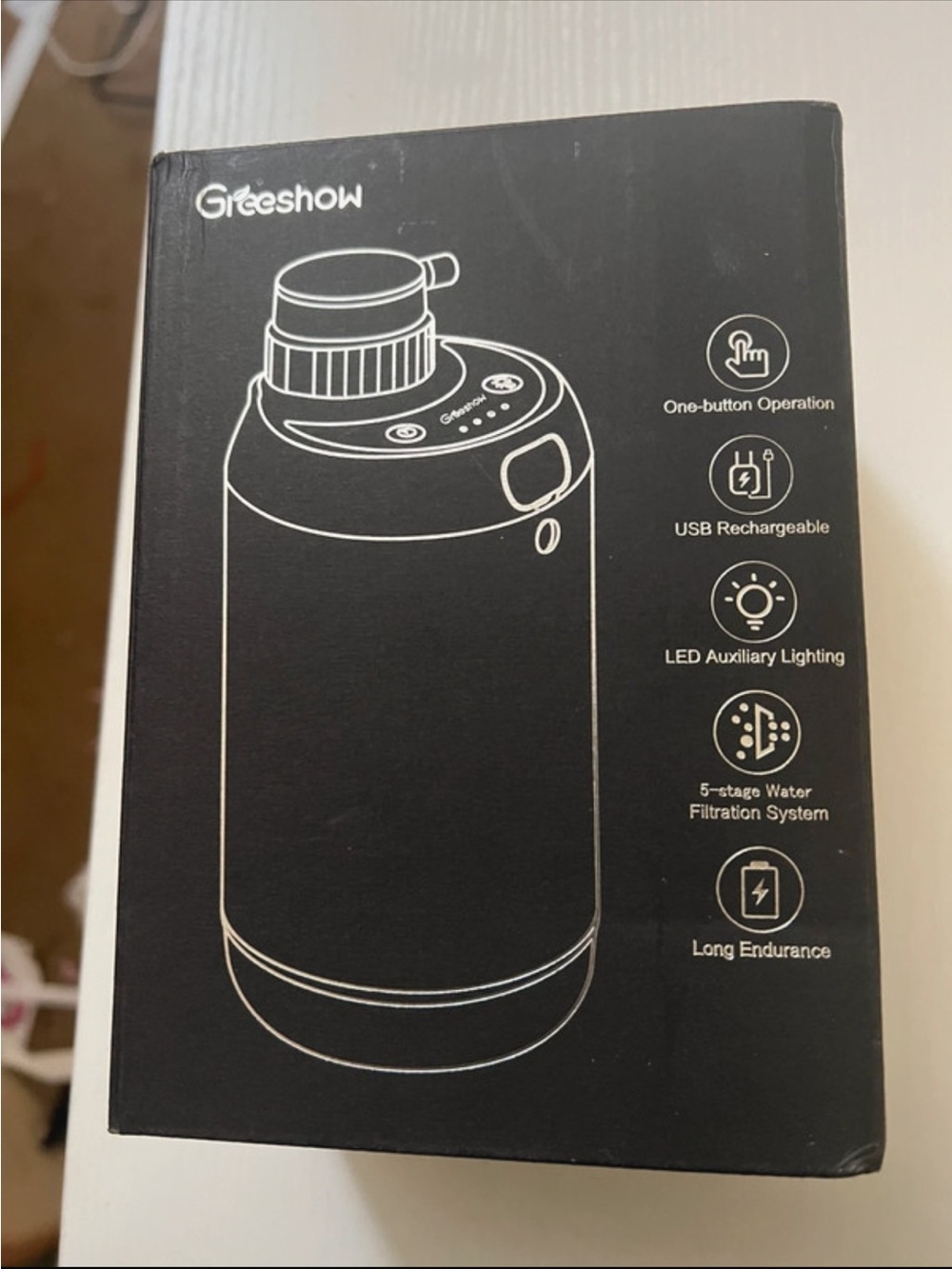 Greeshow GS-2801 Electric Portable Water Purifier 5-Stage USB Rechargeable - Picture 2 of 4